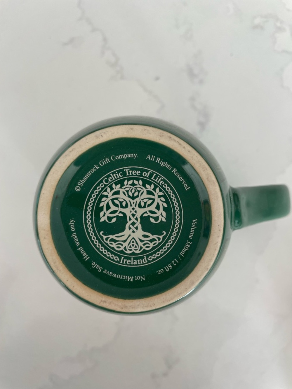 Green Celtic Tree of Life Ireland Ceramic Mug with Gold Accents - Picture 8 of 9